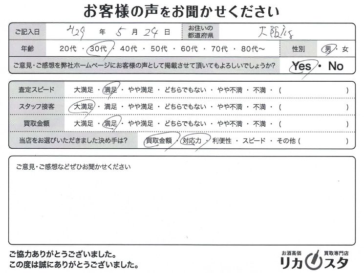 大阪府のお酒の店頭買取