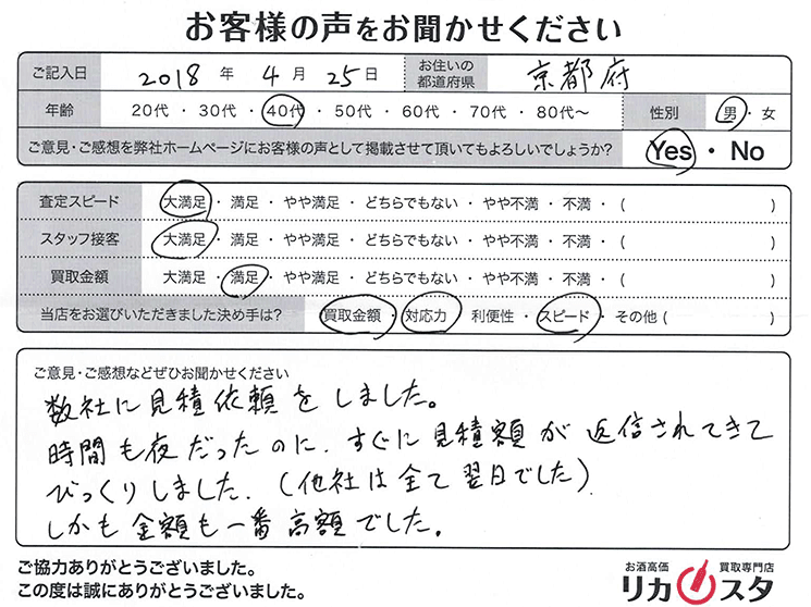 京都府のお酒の宅配買取