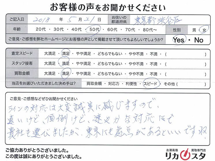 東京都のお酒の宅配買取