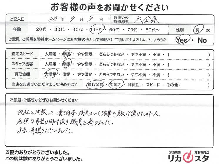 大分県のお酒の宅配買取