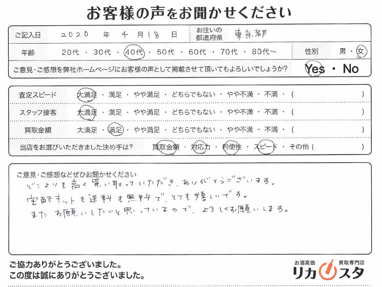 東京都のお酒の買取