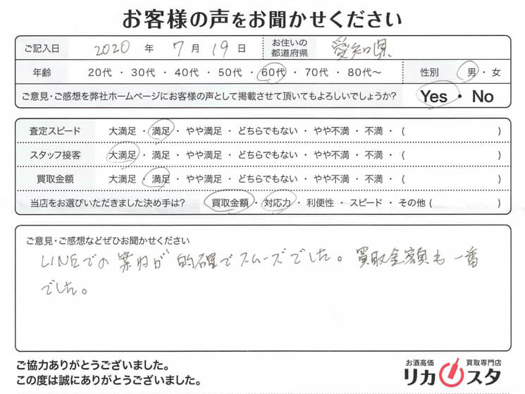 愛知県のお酒の買取