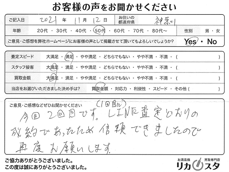 神奈川県のお酒の買取