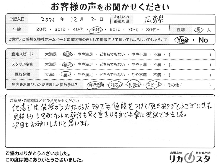 広島県の酒の買取