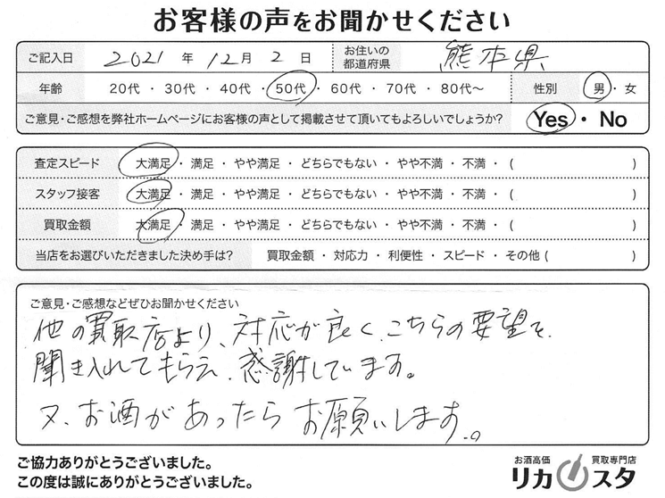 熊本県の酒の買取