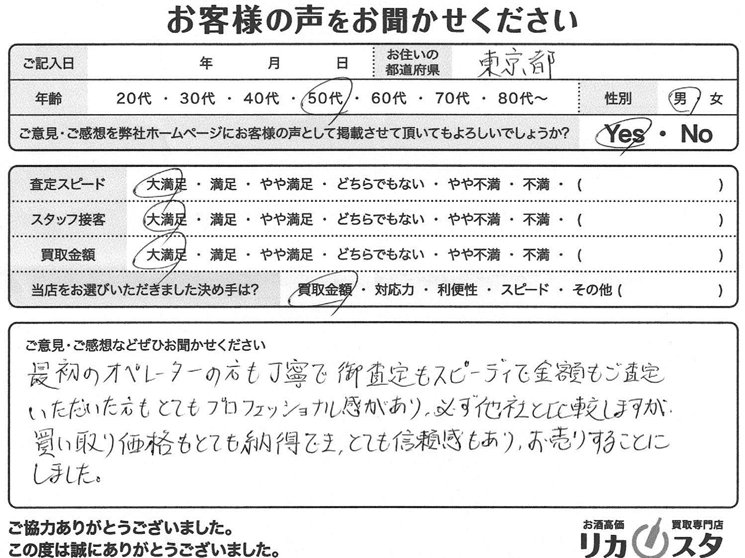 東京都のお酒の買取