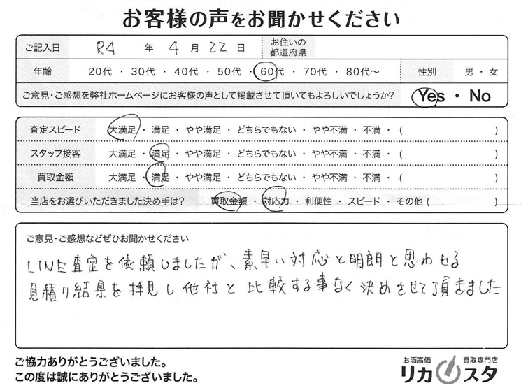 群馬県のお酒の買取